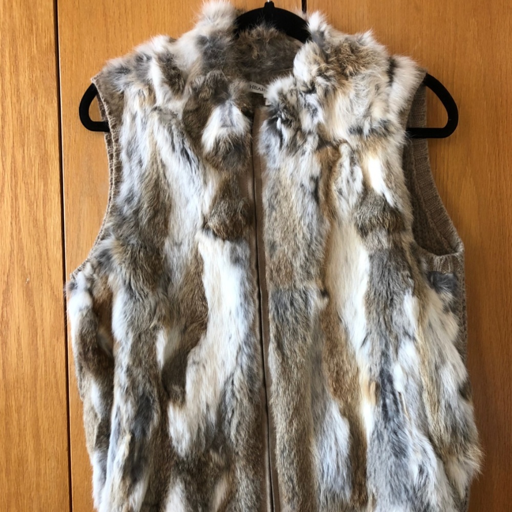 White and Tan Rabbit Fur Vest